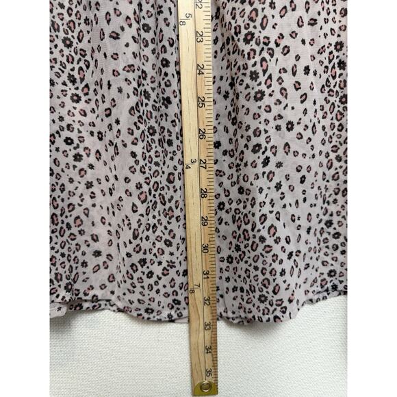 Torrid Women's Tunic Blouse Sz 4 Tan W/ Pink Black Print Flowy Semi Sheer Beach - Picture 16 of 16